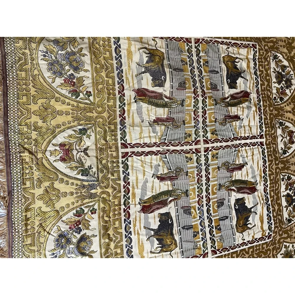 Vintage Barcelona Spain Matador Bull Fighter Woven Jacquard Tapestry 57